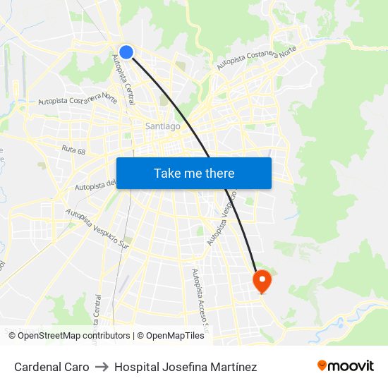 Cardenal Caro to Hospital Josefina Martínez map