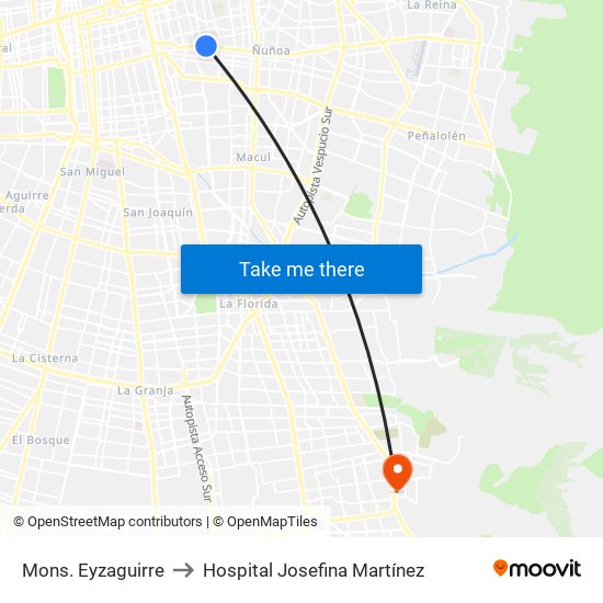 Mons. Eyzaguirre to Hospital Josefina Martínez map