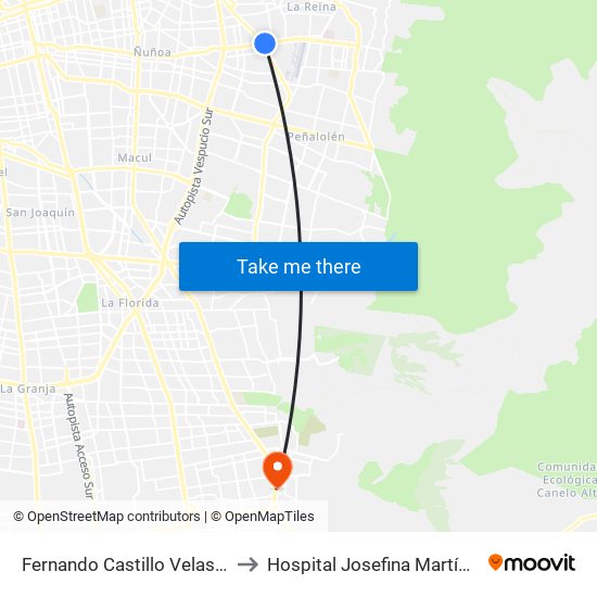 Fernando Castillo Velasco to Hospital Josefina Martínez map