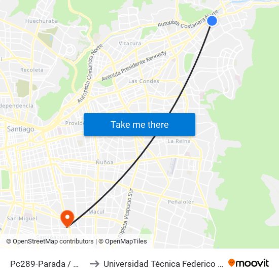 Pc289-Parada / Mayflower - Dunalastair to Universidad Técnica Federico Santa María, Campus San Joaquín map