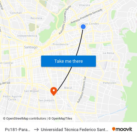 Pc181-Parada / Omnium to Universidad Técnica Federico Santa María, Campus San Joaquín map