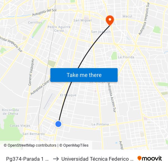 Pg374-Parada 1 / (M) Hospital El Pino to Universidad Técnica Federico Santa María, Campus San Joaquín map