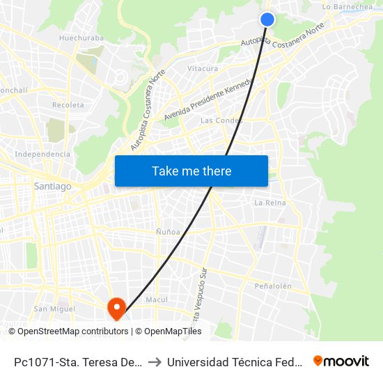 Pc1071-Sta. Teresa De Los Andes / Esq. Raimundo Larraín to Universidad Técnica Federico Santa María, Campus San Joaquín map