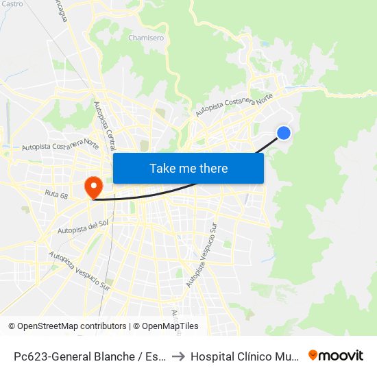 Pc623-General Blanche / Esq. Sn. C. De Apoquindo to Hospital Clínico Mutual De Seguridad map