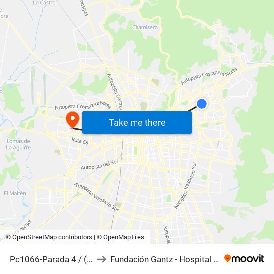 Pc1066-Parada 4 / (M) Manquehue to Fundación Gantz - Hospital Del Niño Con Fisura map