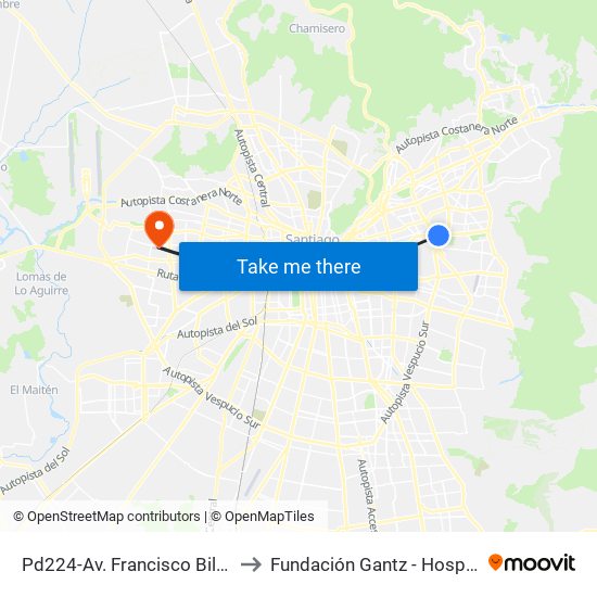 Pd224-Av. Francisco Bilbao / Esq. Av. S. Elcano to Fundación Gantz - Hospital Del Niño Con Fisura map