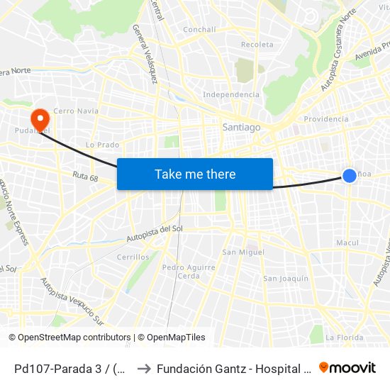 Pd107-Parada 3 / (M) Chile España to Fundación Gantz - Hospital Del Niño Con Fisura map