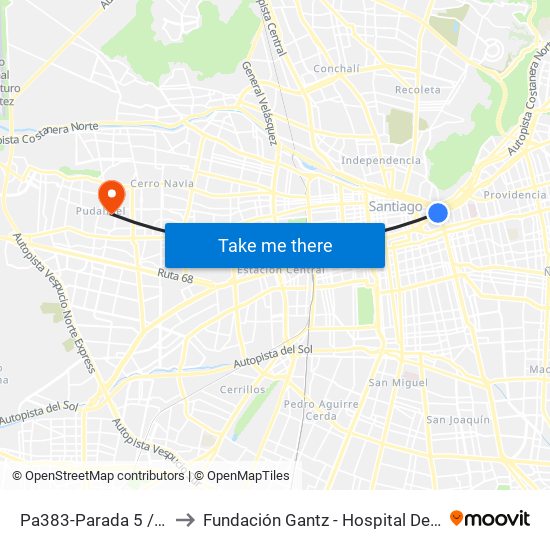 Pa383-Parada 5 / Plaza Italia to Fundación Gantz - Hospital Del Niño Con Fisura map
