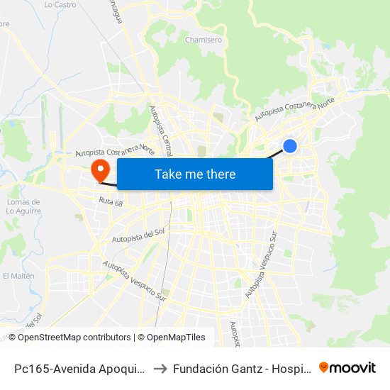 Pc165-Avenida Apoquindo / Esq. E. Dell'Orto to Fundación Gantz - Hospital Del Niño Con Fisura map