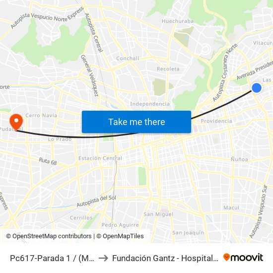 Pc617-Parada 1 / (M) Escuela Militar to Fundación Gantz - Hospital Del Niño Con Fisura map