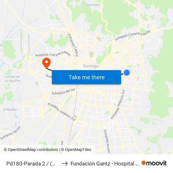 Pd180-Parada 2 / (M) Simón Bolívar to Fundación Gantz - Hospital Del Niño Con Fisura map