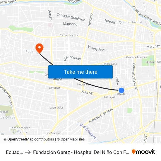 Ecuador to Fundación Gantz - Hospital Del Niño Con Fisura map