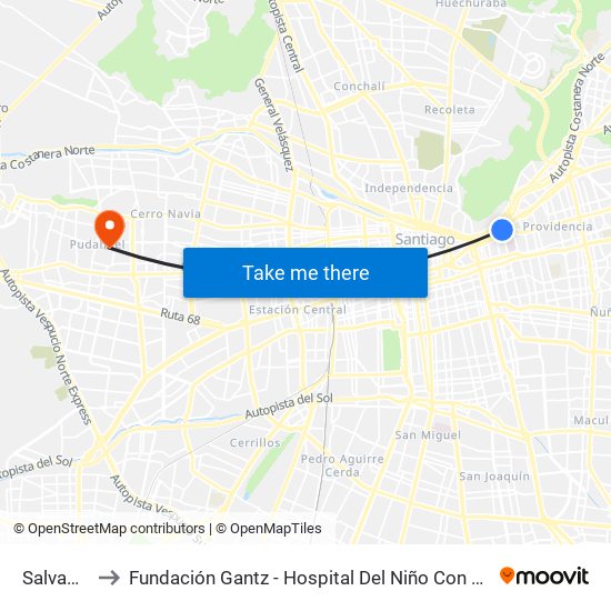 Salvador to Fundación Gantz - Hospital Del Niño Con Fisura map