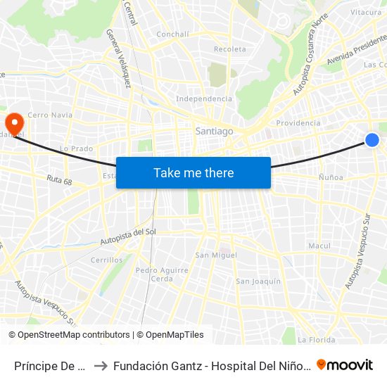 Príncipe De Gales to Fundación Gantz - Hospital Del Niño Con Fisura map