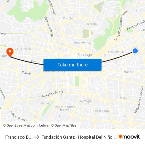 Francisco Bilbao to Fundación Gantz - Hospital Del Niño Con Fisura map