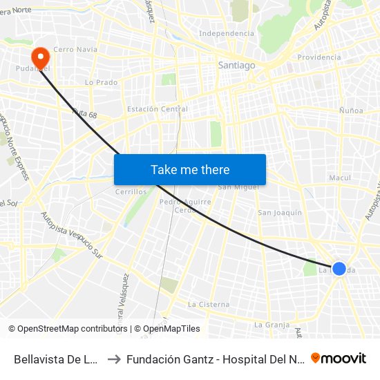 Bellavista De La Florida to Fundación Gantz - Hospital Del Niño Con Fisura map