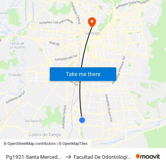 Pg1921-Santa Mercedes / Esq. Ernesto Riquelme to Facultad De Odontología De La Universidad De Chile map