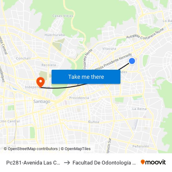 Pc281-Avenida Las Condes / Esq. Bocaccio to Facultad De Odontología De La Universidad De Chile map