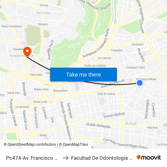 Pc474-Av. Francisco Bilbao / Esq. Amapolas to Facultad De Odontología De La Universidad De Chile map