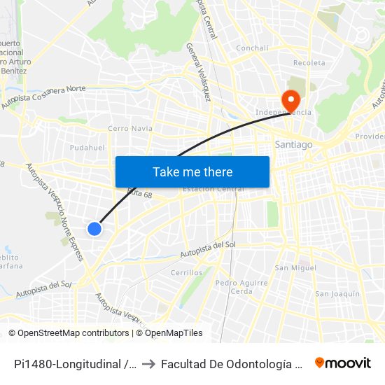 Pi1480-Longitudinal / Esq. Av. El Descanso to Facultad De Odontología De La Universidad De Chile map