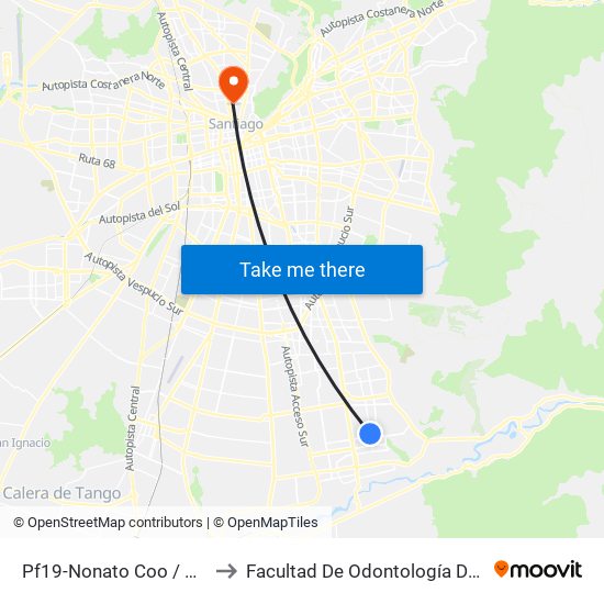 Pf19-Nonato Coo / Esq. Caleta Barquito to Facultad De Odontología De La Universidad De Chile map