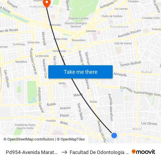 Pd954-Avenida Marathon / Esq. Avenida Quilín to Facultad De Odontología De La Universidad De Chile map