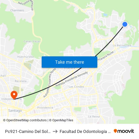 Pc921-Camino Del Sol / Esq. Camino Del Chin to Facultad De Odontología De La Universidad De Chile map