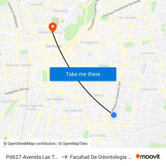 Pd627-Avenida Las Torres / Esq. El Torreón to Facultad De Odontología De La Universidad De Chile map