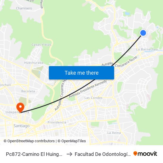 Pc872-Camino El Huinganal / Esq. Camino Del Pregón to Facultad De Odontología De La Universidad De Chile map