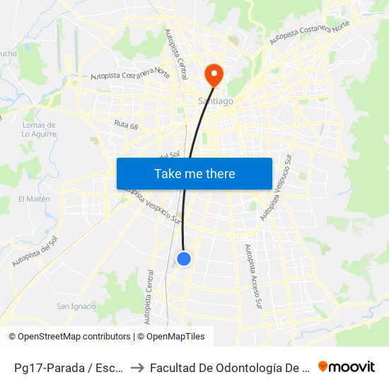 Pg17-Parada / Escuela De Aviación to Facultad De Odontología De La Universidad De Chile map