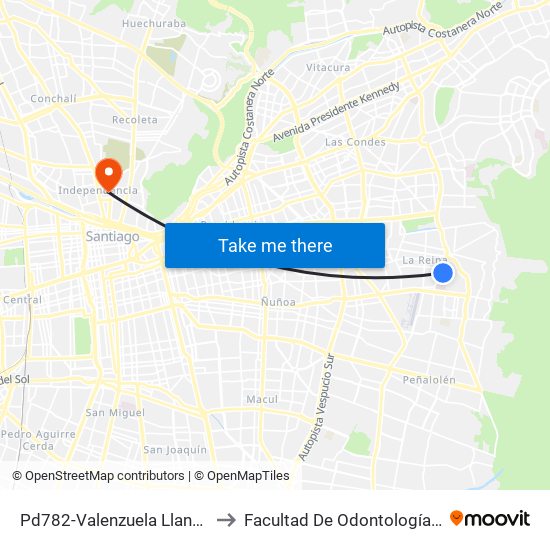 Pd782-Valenzuela Llanos / Esq. Av. Simón Bolivar to Facultad De Odontología De La Universidad De Chile map