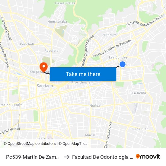 Pc539-Martín De Zamora / Esq. Belo Horizonte to Facultad De Odontología De La Universidad De Chile map