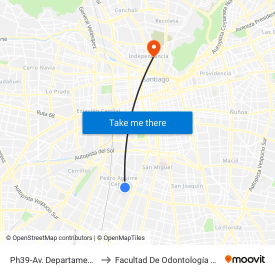 Ph39-Av. Departamental / Esq. Club Hípico to Facultad De Odontología De La Universidad De Chile map