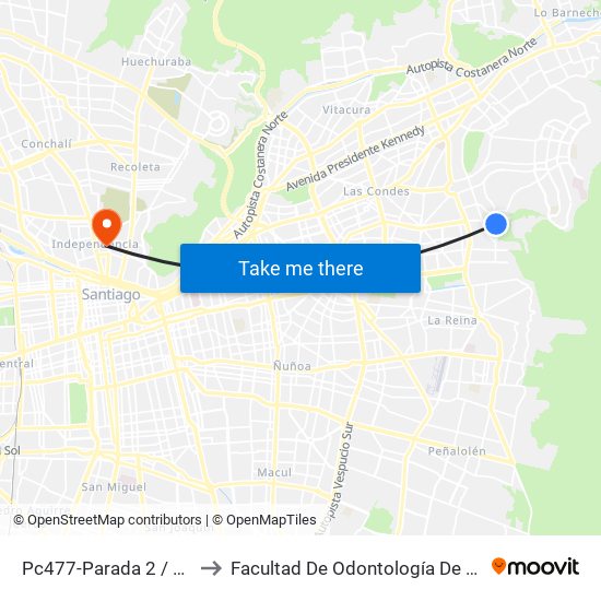 Pc477-Parada 2 / Hospital Dipreca to Facultad De Odontología De La Universidad De Chile map
