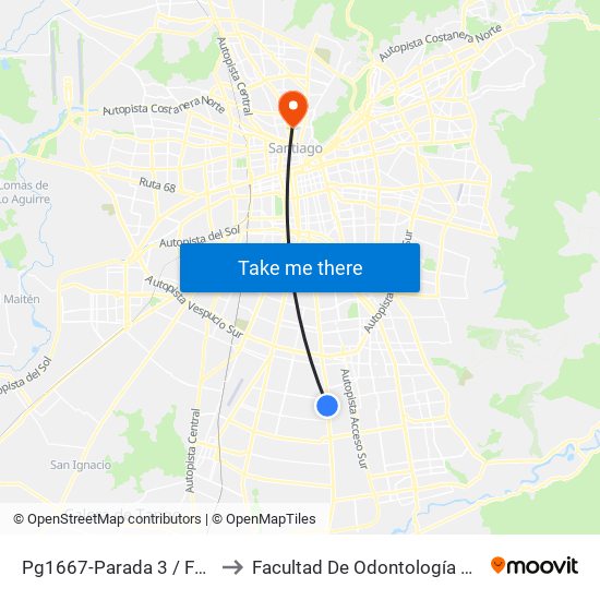 Pg1667-Parada 3 / Facultad De Agronomía to Facultad De Odontología De La Universidad De Chile map