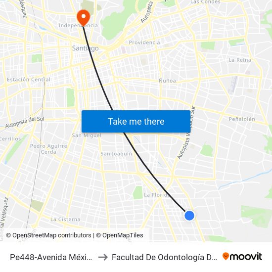 Pe448-Avenida México / Esq. Santa Julia to Facultad De Odontología De La Universidad De Chile map