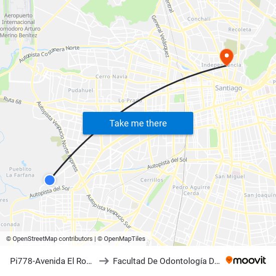 Pi778-Avenida El Rosal / Esq. El Rosedal to Facultad De Odontología De La Universidad De Chile map