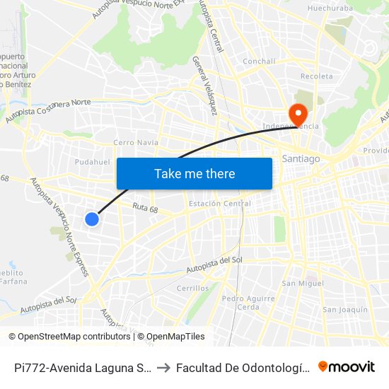 Pi772-Avenida Laguna Sur / Esq. Avenida La Estrella to Facultad De Odontología De La Universidad De Chile map