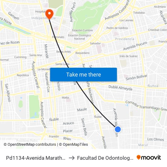 Pd1134-Avenida Marathon / Esq. Av. Rodrigo De Araya to Facultad De Odontología De La Universidad De Chile map