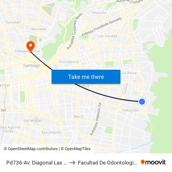 Pd736-Av. Diagonal Las Torres / Esq. Las Vertientes to Facultad De Odontología De La Universidad De Chile map