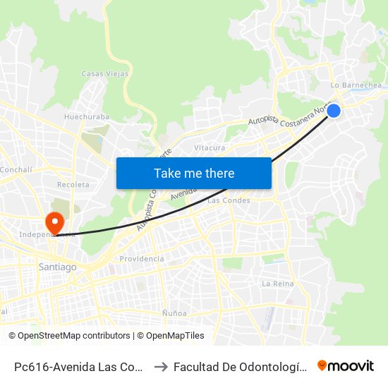 Pc616-Avenida Las Condes / Esq. Sn. Fco. De Asís to Facultad De Odontología De La Universidad De Chile map