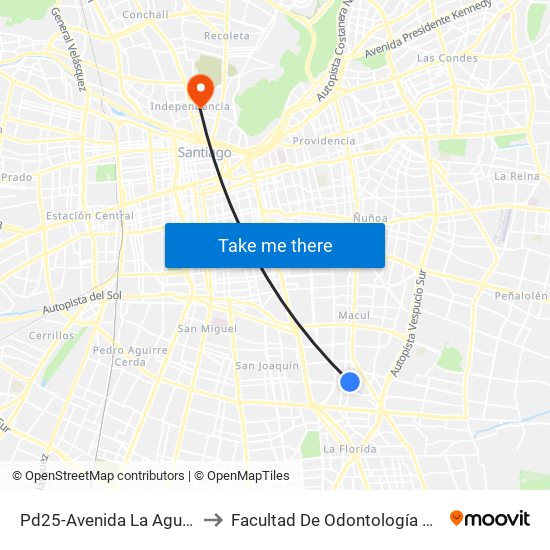 Pd25-Avenida La Aguada / Esq. Froilán Roa to Facultad De Odontología De La Universidad De Chile map