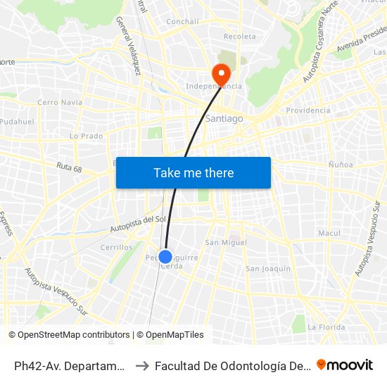 Ph42-Av. Departamental / Esq. Ranquil to Facultad De Odontología De La Universidad De Chile map