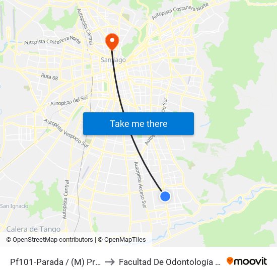 Pf101-Parada / (M) Protectora De La Infancia to Facultad De Odontología De La Universidad De Chile map
