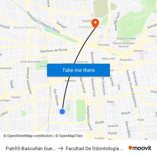 Pa695-Bascuñán Guerrero / Esq. Espiñeira to Facultad De Odontología De La Universidad De Chile map