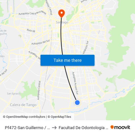 Pf472-San Guillermo / Esq. Sargento Menadier to Facultad De Odontología De La Universidad De Chile map