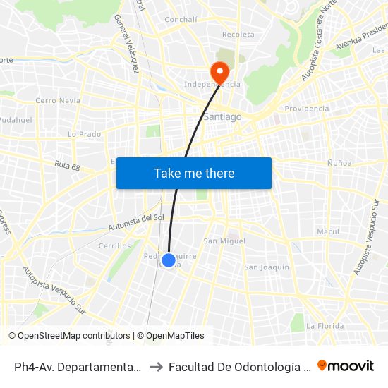 Ph4-Av. Departamental / Esq. Av. Clotario Blest to Facultad De Odontología De La Universidad De Chile map