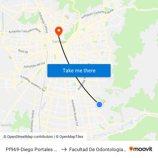 Pf969-Diego Portales / Esq. Avenida Las Torres to Facultad De Odontología De La Universidad De Chile map