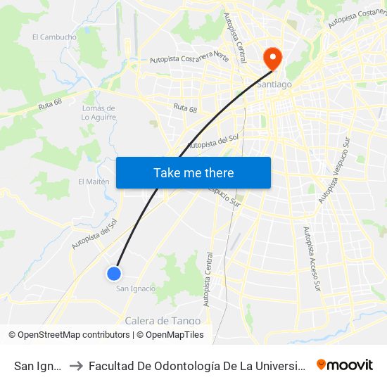 San Ignacio to Facultad De Odontología De La Universidad De Chile map