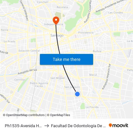 Ph1535-Avenida Haydn / Esq. Llico to Facultad De Odontología De La Universidad De Chile map